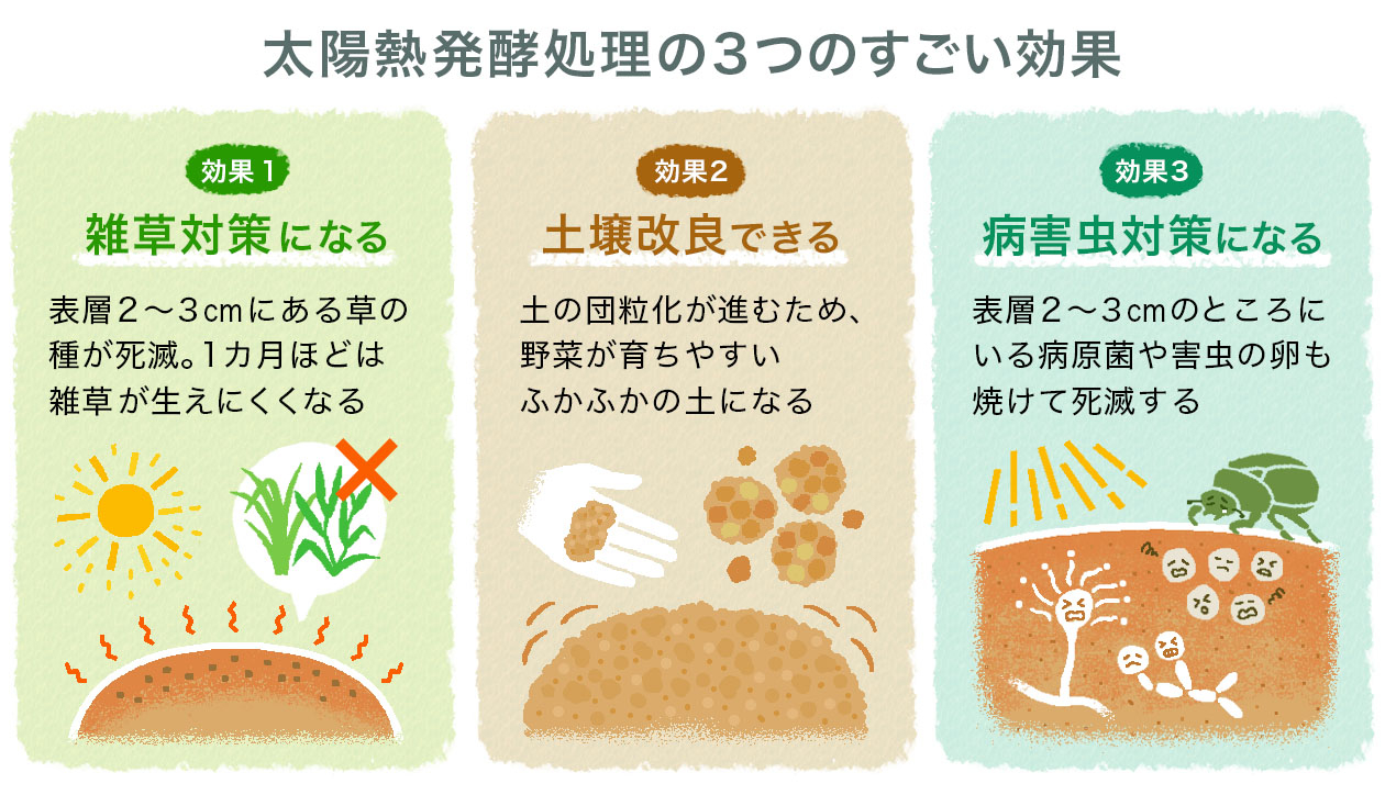 太陽熱発酵処理の３つのすごい効果