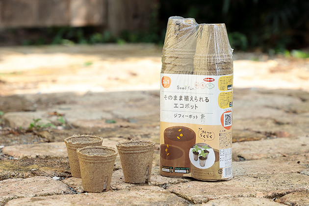 「ジフィーポット（直径5.5cm）」※サカタのタネ 公式オンラインショップで購入可能。