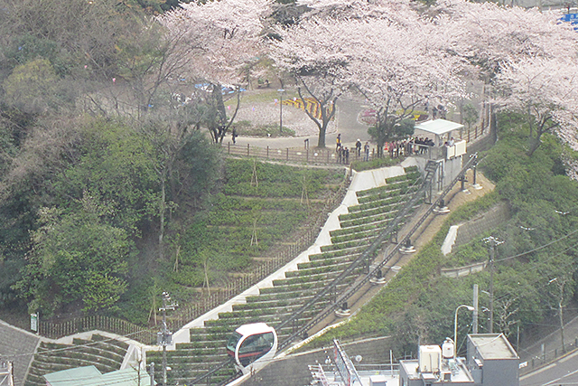 公園入り口から飛鳥山山頂間に設置された飛鳥山公園モノレール「あすかパークレール」