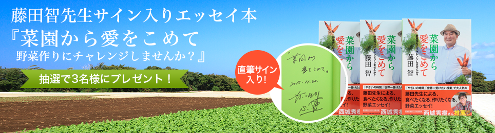 藤田智先生サイン入りエッセイ本　『菜園から愛をこめて　野菜作りにチャレンジしませんか？』3名様 （2016/1/7～1/31）